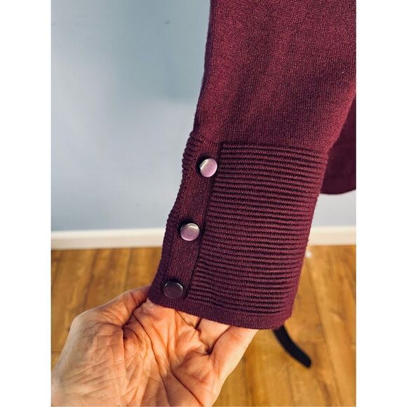 Evolution by Cyrus Women's XS Burgundy Open Front Cardigan Sweater NWT - Picture 3 of 9